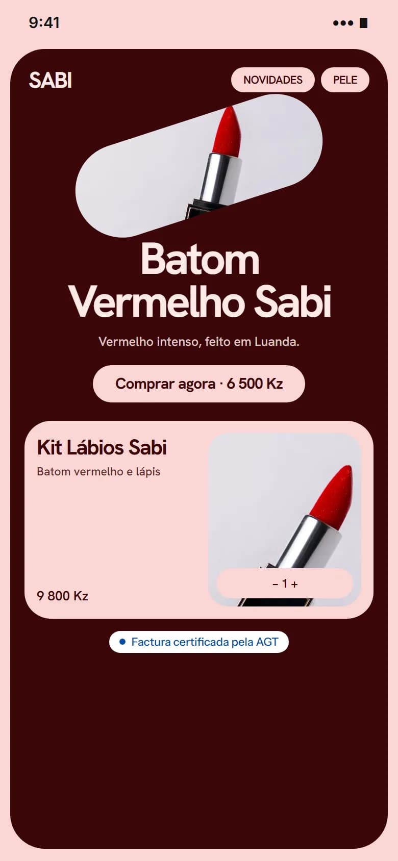 Uma página no tema Batom